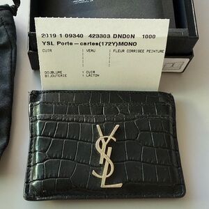 Yves Saint Laurent Black Embossed Card Holder